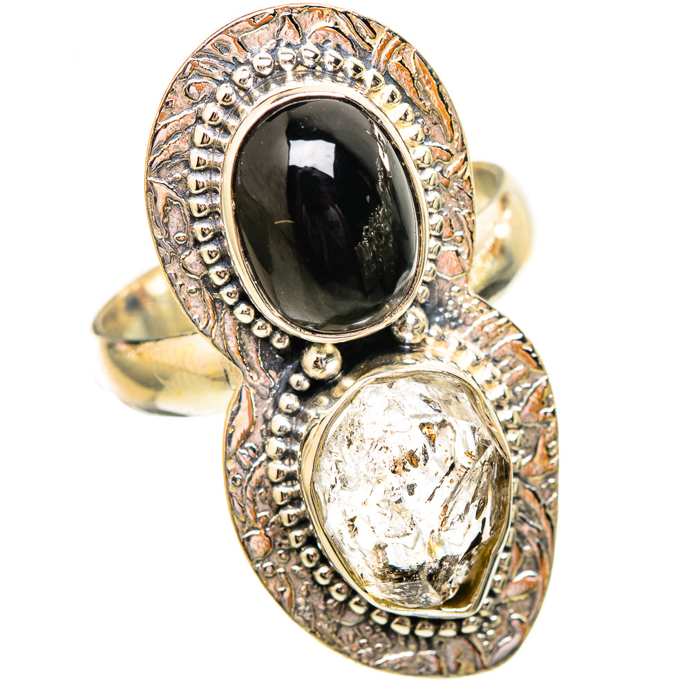 Herkimer Diamond, Black Onyx Rings handcrafted by Anasilvercos - RING115181 - Photo 2
