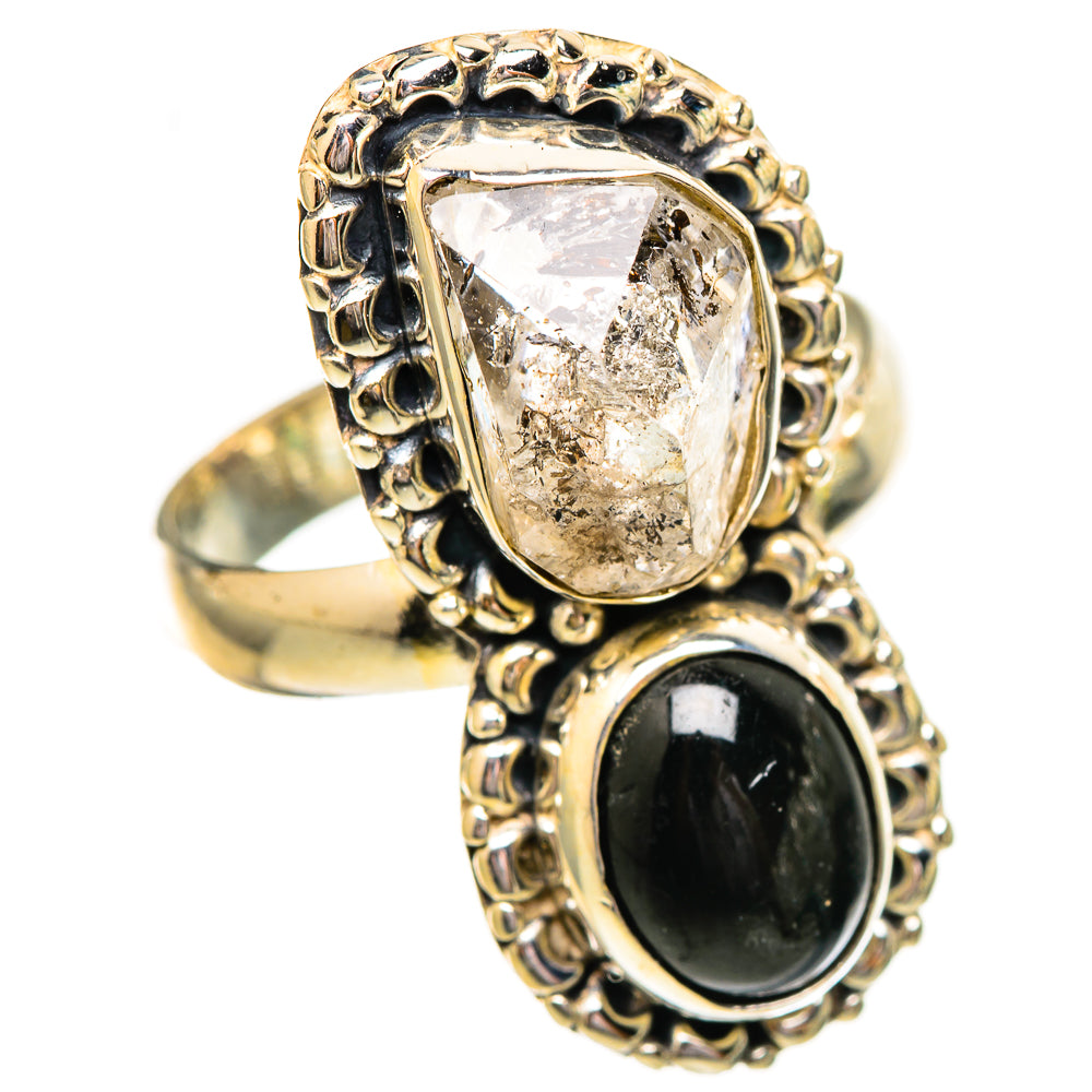 Herkimer Diamond, Black Onyx Rings handcrafted by Anasilvercos - RING115224 - Photo 2