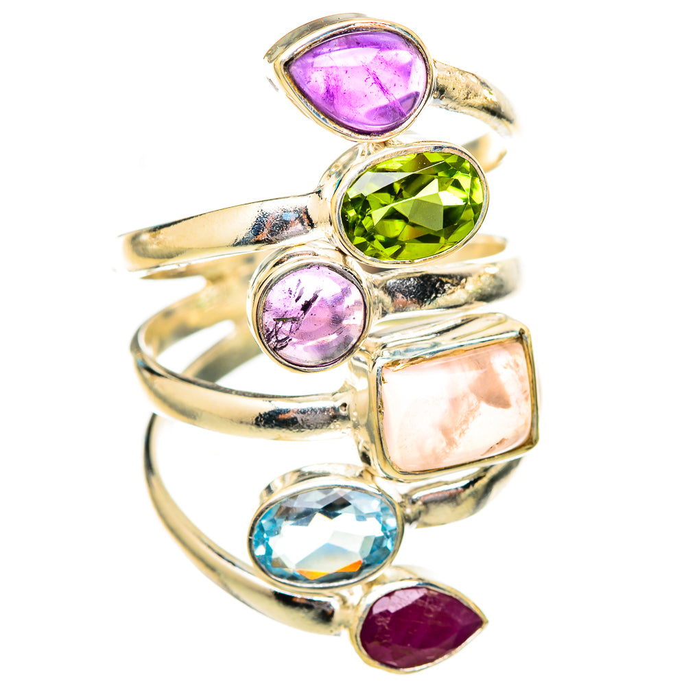 Rose Quartz, Amethyst, Peridot, Blue Topaz Rings handcrafted by Anasilvercos - RING115230 - Photo 2