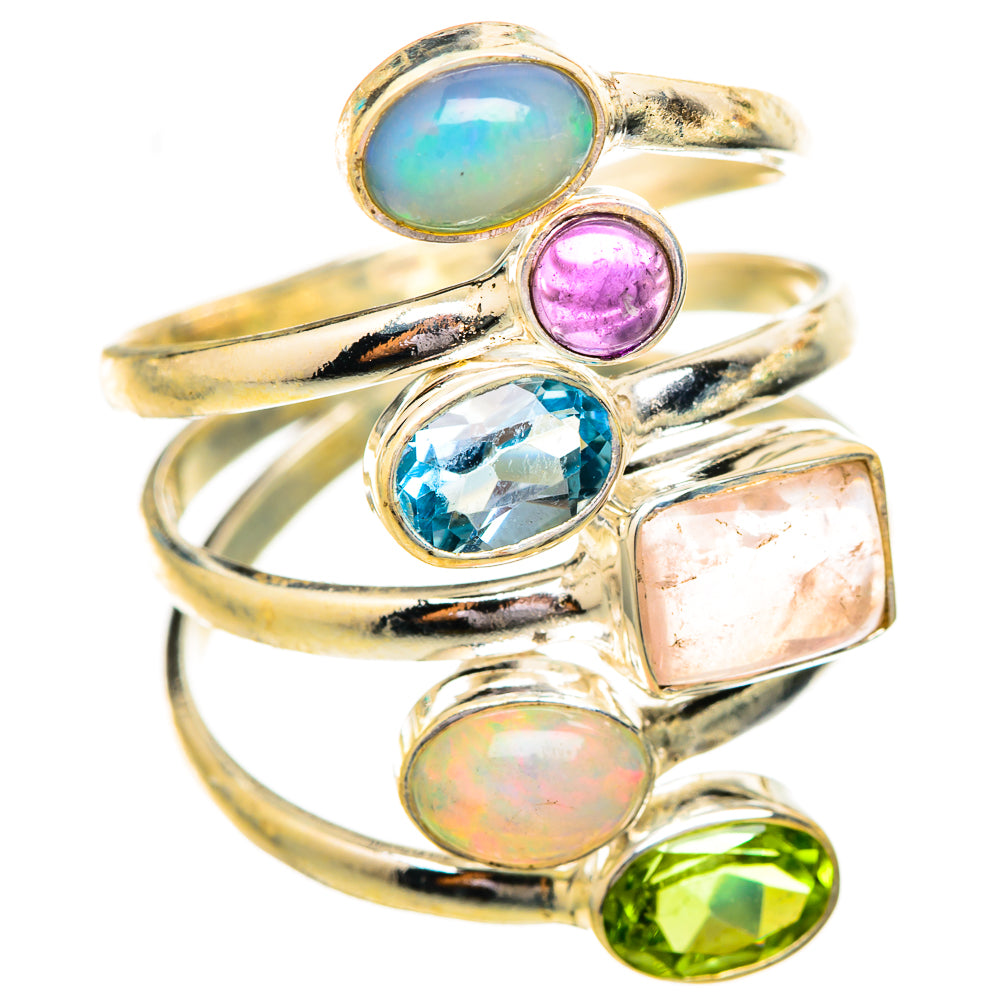 Rose Quartz, Blue Topaz, Ethiopian Opal, Amethyst, Peridot Rings handcrafted by Anasilvercos - RING115232 - Photo 2