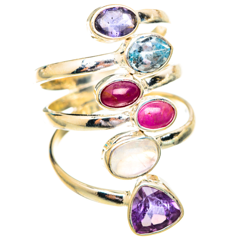 Rainbow Moonstone, Amethyst, Tanzanite, Blue Topaz, Garnet Rings handcrafted by Anasilvercos - RING115266 - Photo 2