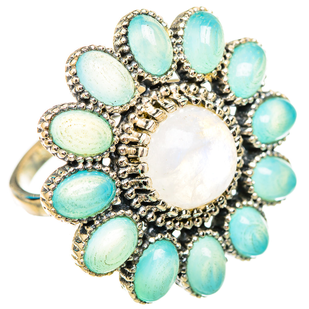 Rainbow Moonstone, Aqua Chalcedony Rings handcrafted by Anasilvercos - RING115268 - Photo 2