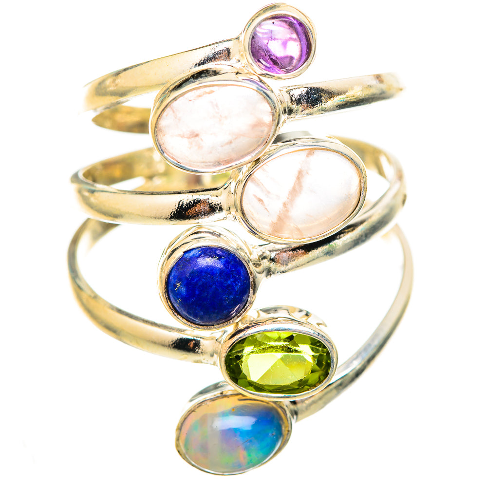Rose Quartz, Lapis Lazuli, Peridot, Amethyst Rings handcrafted by Anasilvercos - RING115278 - Photo 2