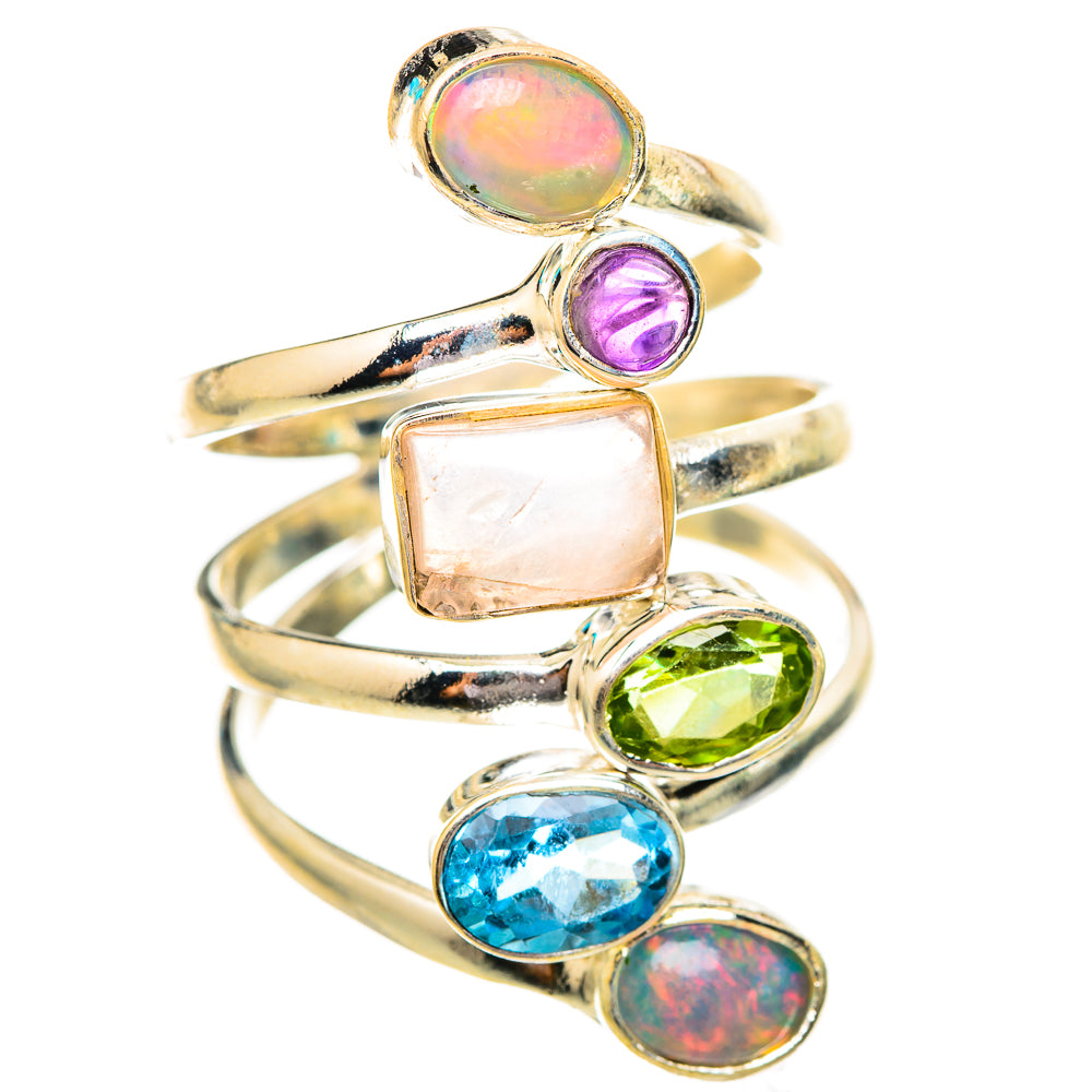 Rose Quartz, Blue Topaz, Peridot, Ethiopian Opal Rings handcrafted by Anasilvercos - RING115279 - Photo 2