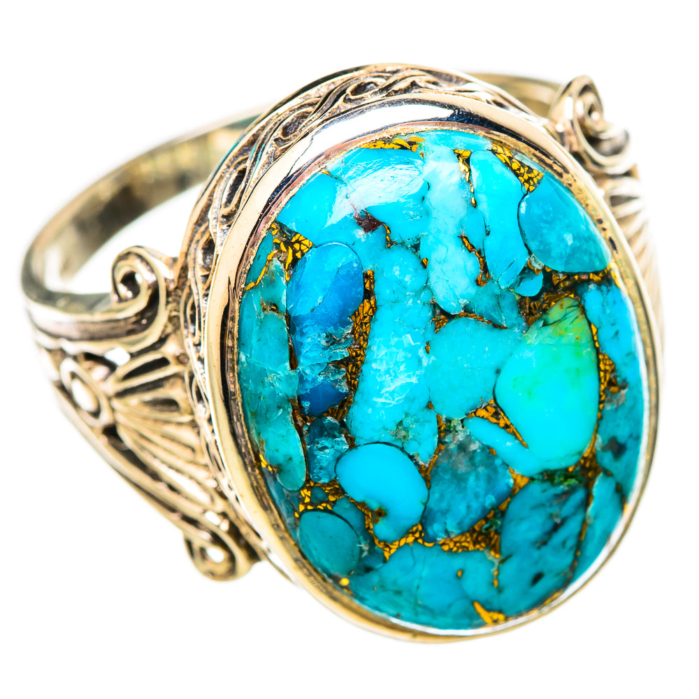 Blue Copper Composite Turquoise Rings handcrafted by Anasilvercos - RING115596 - Photo 2