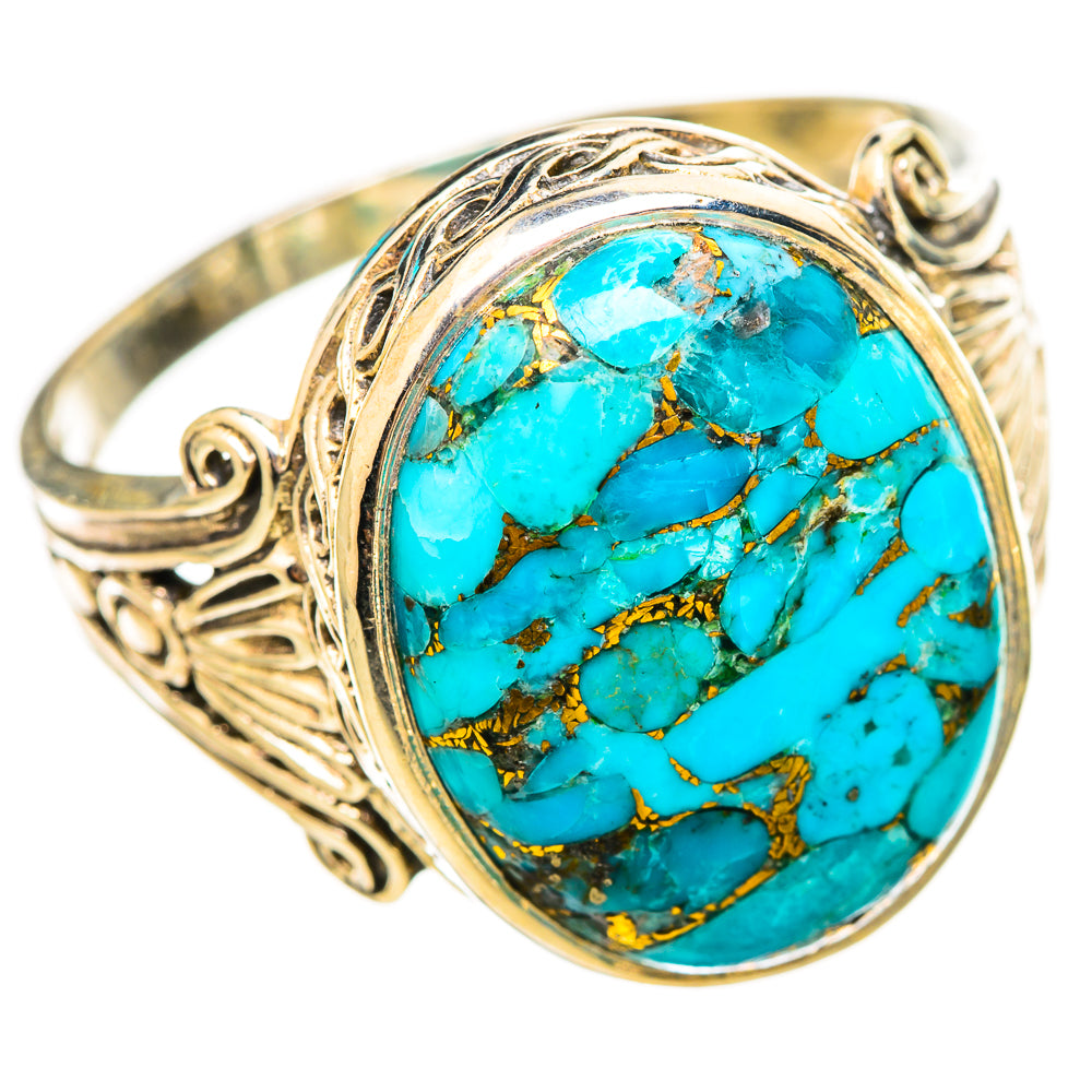 Blue Copper Composite Turquoise Rings handcrafted by Anasilvercos - RING115858 - Photo 2