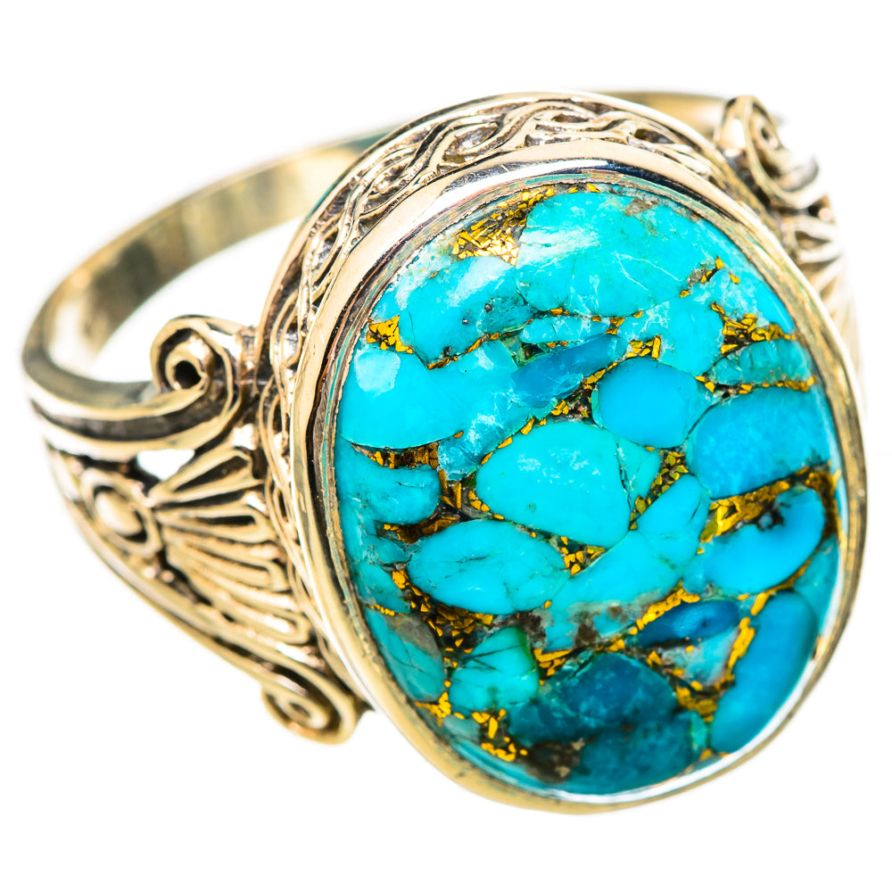 Blue Copper Composite Turquoise Rings handcrafted by Anasilvercos - RING115999 - Photo 2