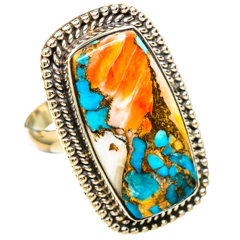 Spiny Oyster Turquoise Rings handcrafted by Anasilvercos - RING116156 - Photo 2