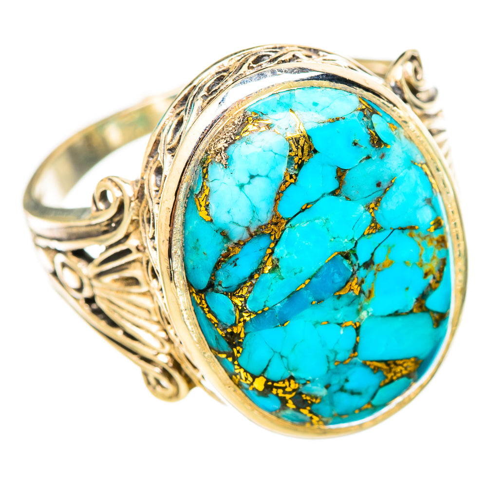 Blue Copper Composite Turquoise Rings handcrafted by Anasilvercos - RING116169 - Photo 2