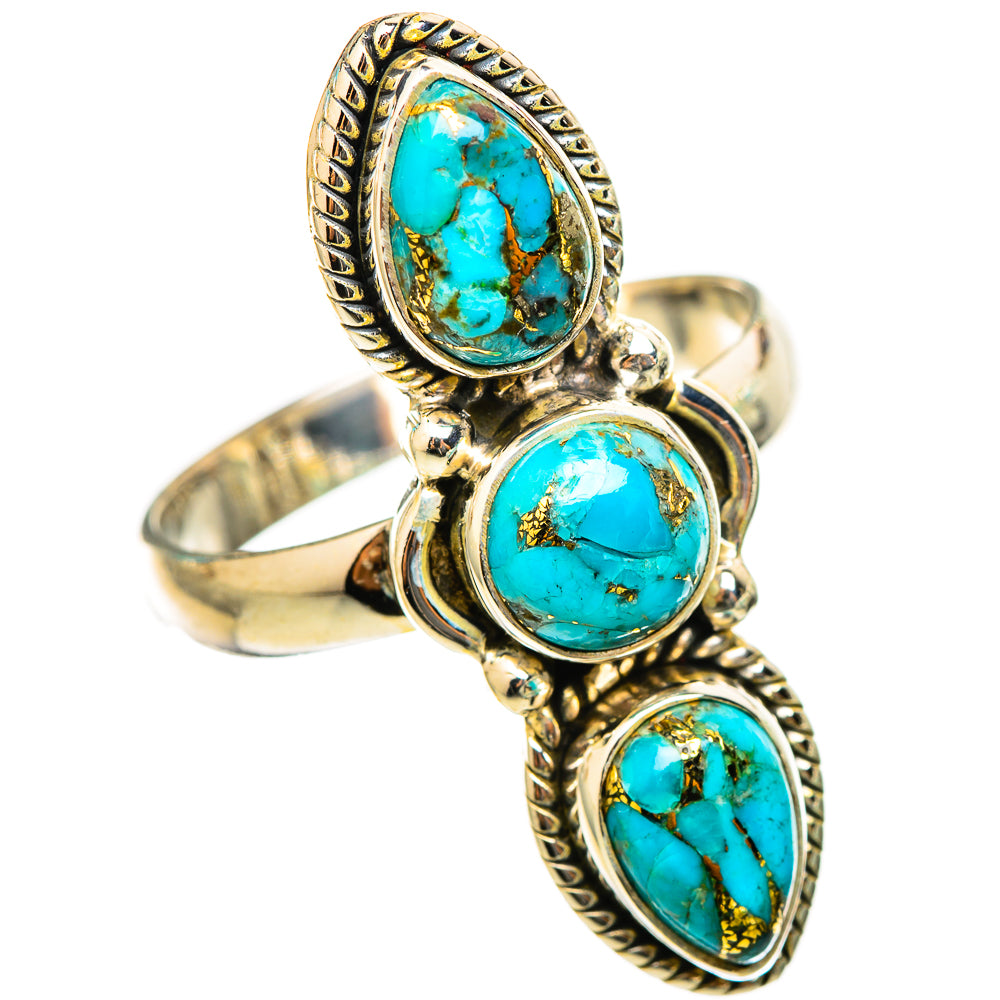 Blue Copper Composite Turquoise Rings handcrafted by Anasilvercos - RING116208 - Photo 2
