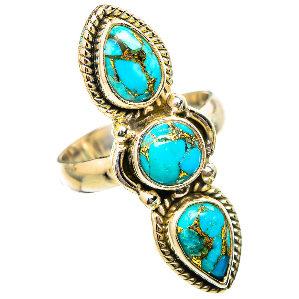 Blue Copper Composite Turquoise Rings handcrafted by Anasilvercos - RING116231 - Photo 2