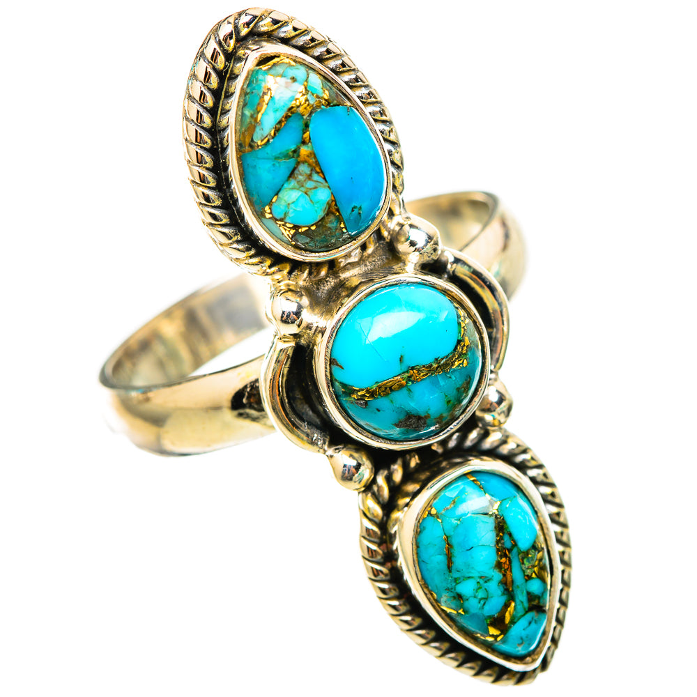 Blue Copper Composite Turquoise Rings handcrafted by Anasilvercos - RING116257 - Photo 2