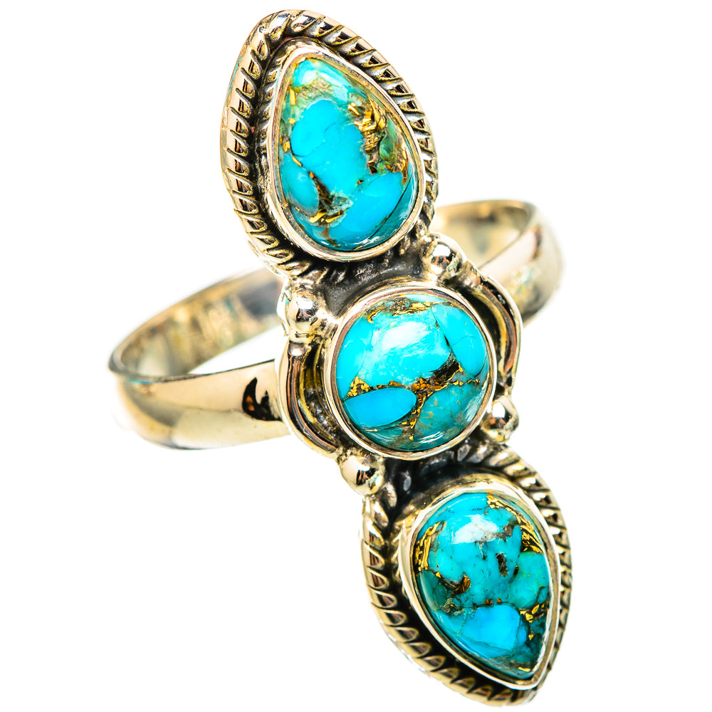 Blue Copper Composite Turquoise Rings handcrafted by Anasilvercos - RING116280 - Photo 2