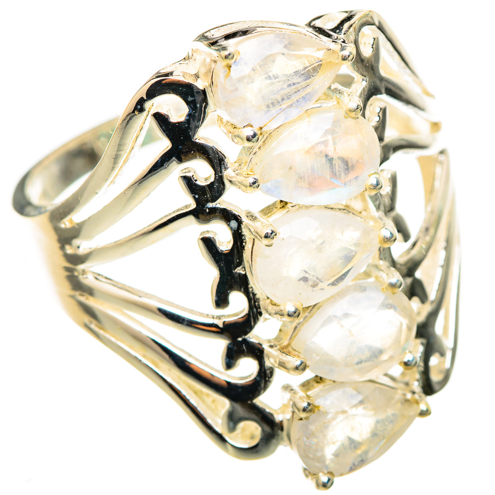 Rainbow Moonstone Rings handcrafted by Anasilvercos - RING116297 - Photo 2