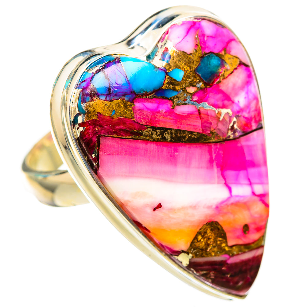 Kingman Pink Dahlia Turquoise Rings handcrafted by Anasilvercos - RING116387 - Photo 2
