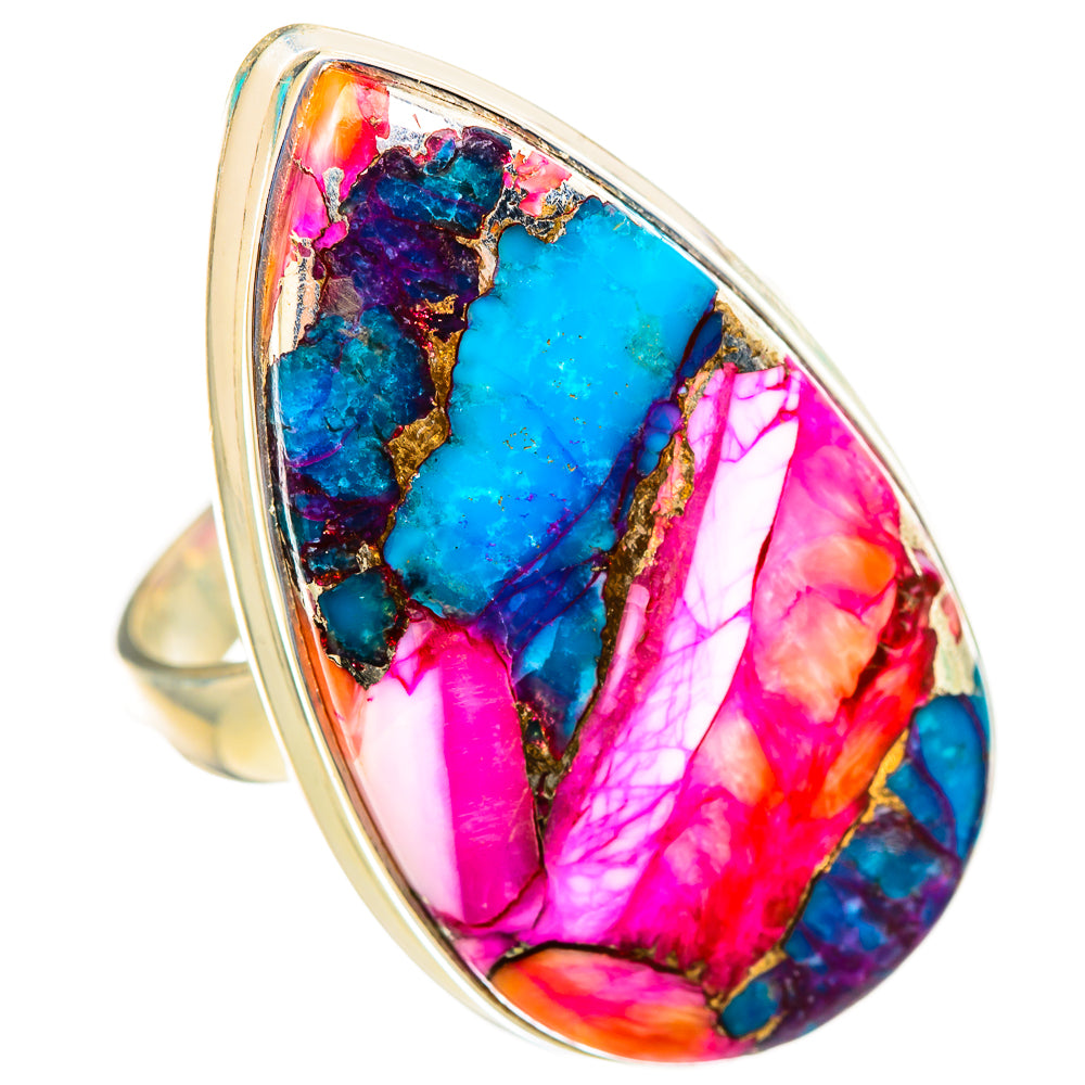 Kingman Pink Dahlia Turquoise Rings handcrafted by Anasilvercos - RING116417 - Photo 2