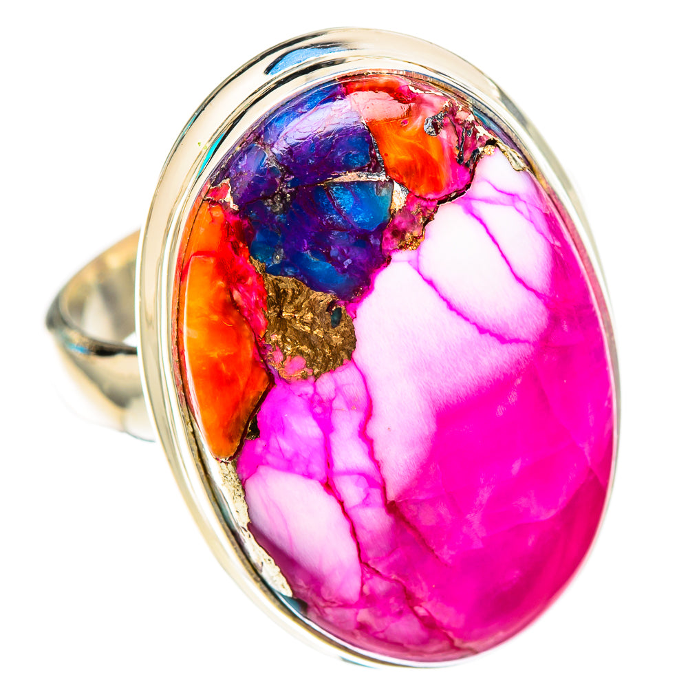 Kingman Pink Dahlia Turquoise Rings handcrafted by Anasilvercos - RING116533 - Photo 2