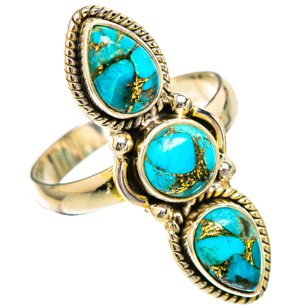 Blue Copper Composite Turquoise Rings handcrafted by Anasilvercos - RING116540 - Photo 2