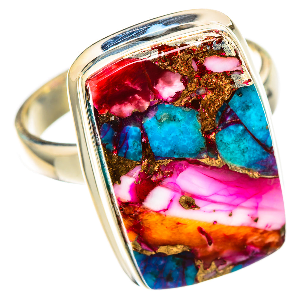 Kingman Pink Dahlia Turquoise Rings handcrafted by Anasilvercos - RING116599 - Photo 2