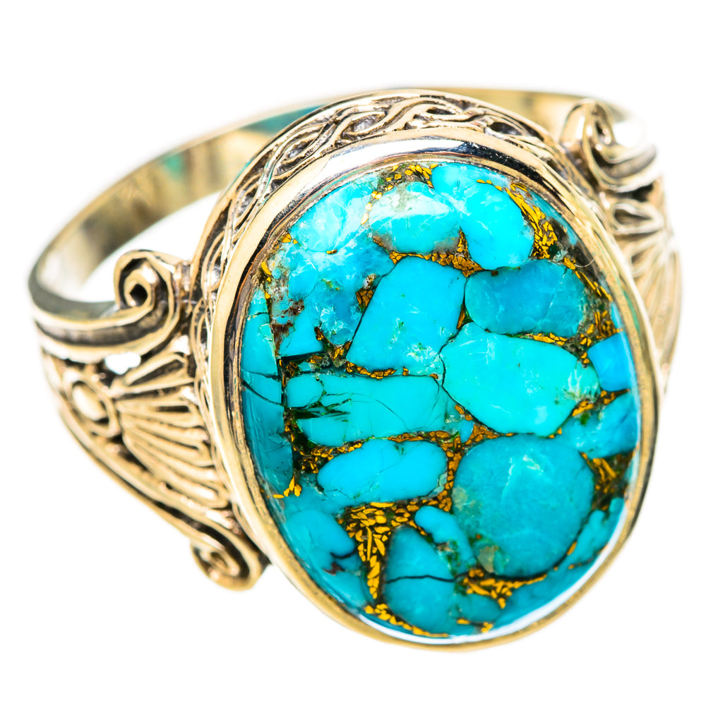 Blue Copper Composite Turquoise Rings handcrafted by Anasilvercos - RING116615 - Photo 2