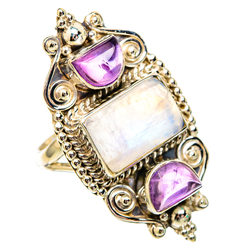 Rainbow Moonstone, Amethyst Rings handcrafted by Anasilvercos - RING116629 - Photo 2