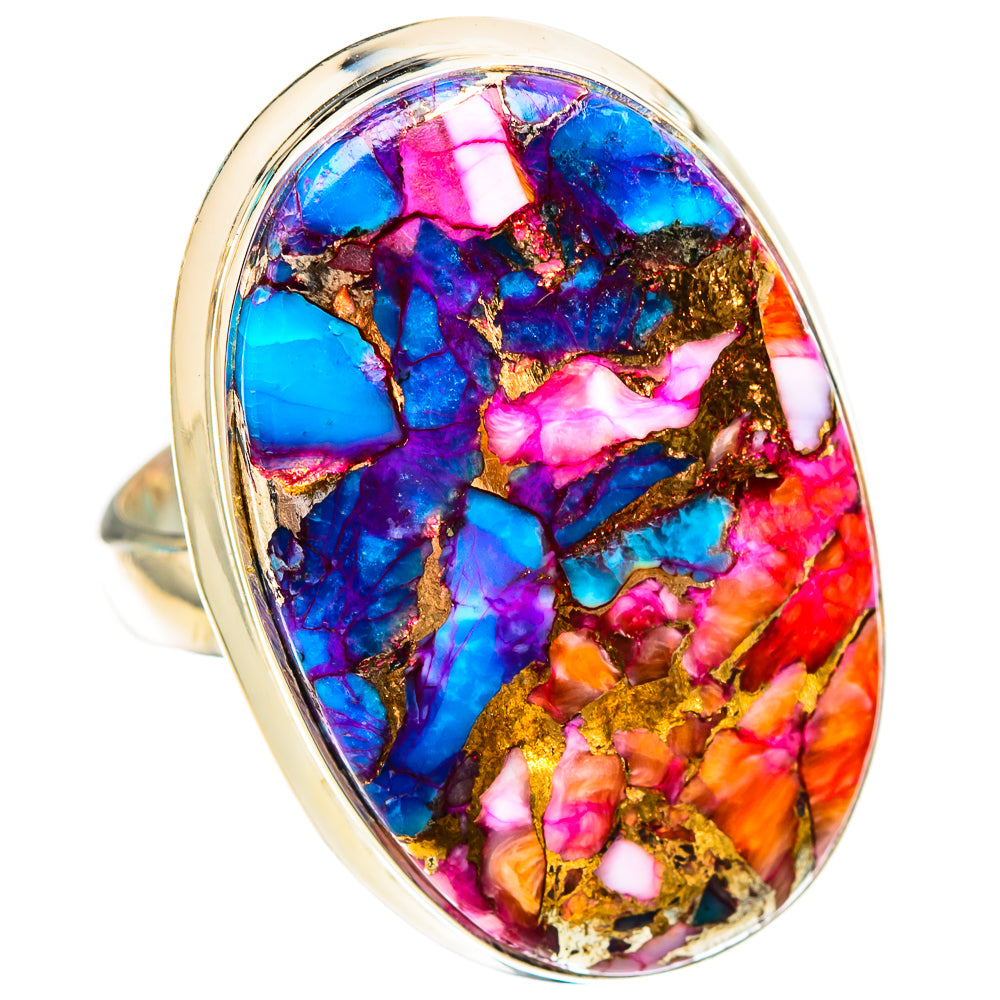 Kingman Pink Dahlia Turquoise Rings handcrafted by Anasilvercos - RING116637 - Photo 2