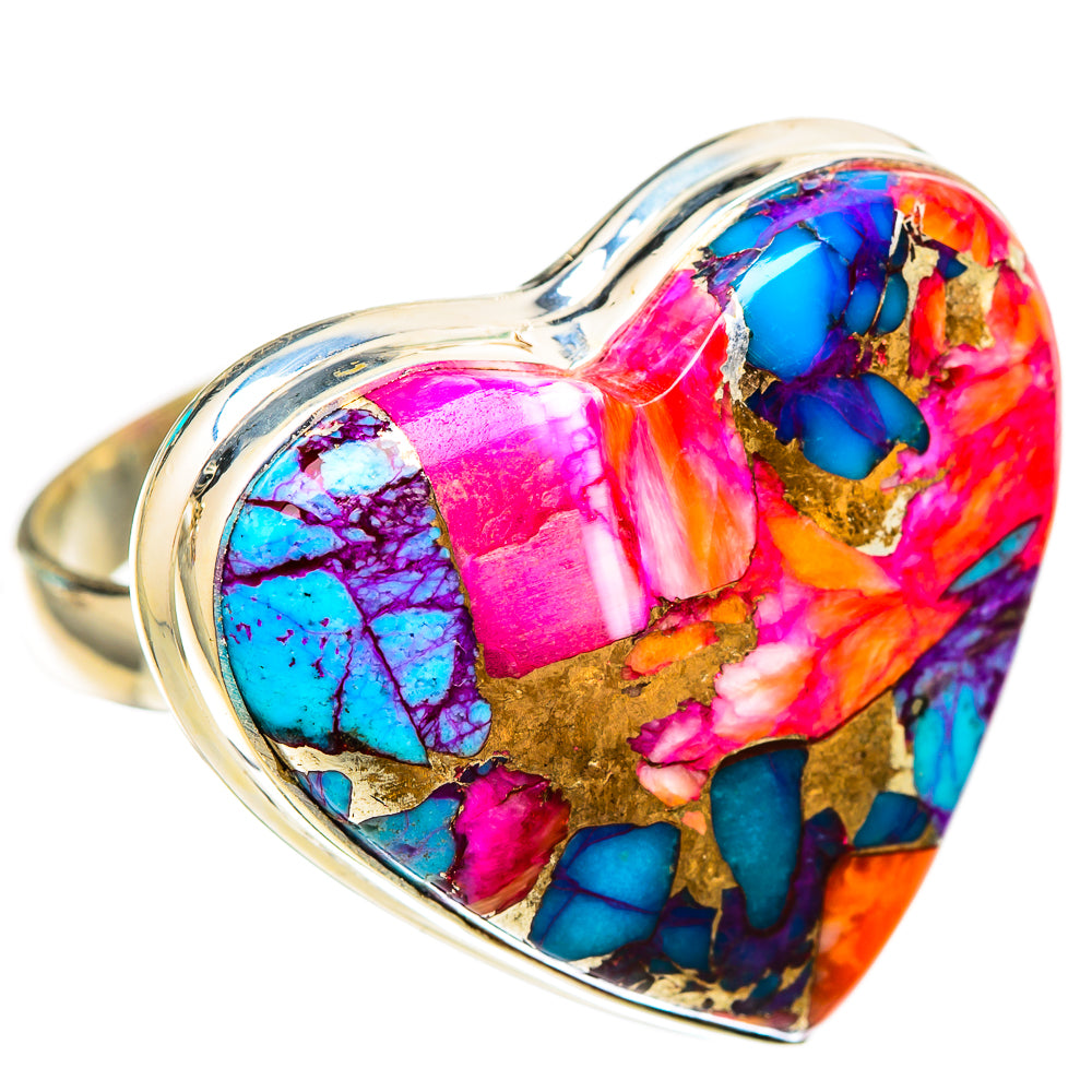 Kingman Pink Dahlia Turquoise Rings handcrafted by Anasilvercos - RING116638 - Photo 2