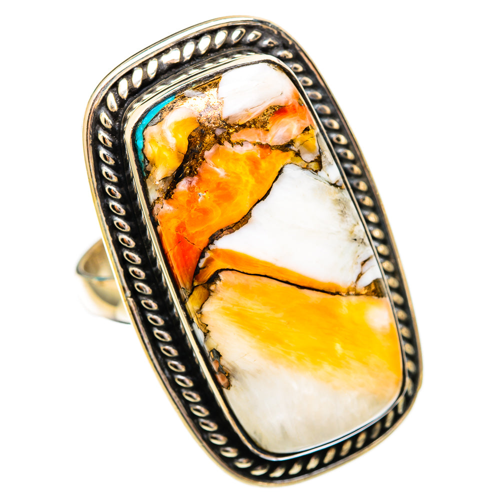 Blue Orange Copper Composite Turquoise Rings handcrafted by Anasilvercos - RING116656 - Photo 2