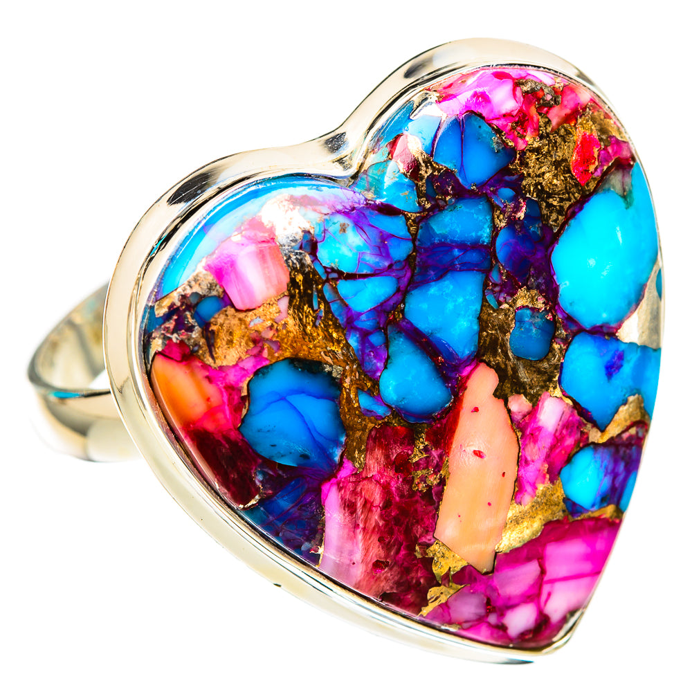 Kingman Pink Dahlia Turquoise Rings handcrafted by Anasilvercos - RING116669 - Photo 2