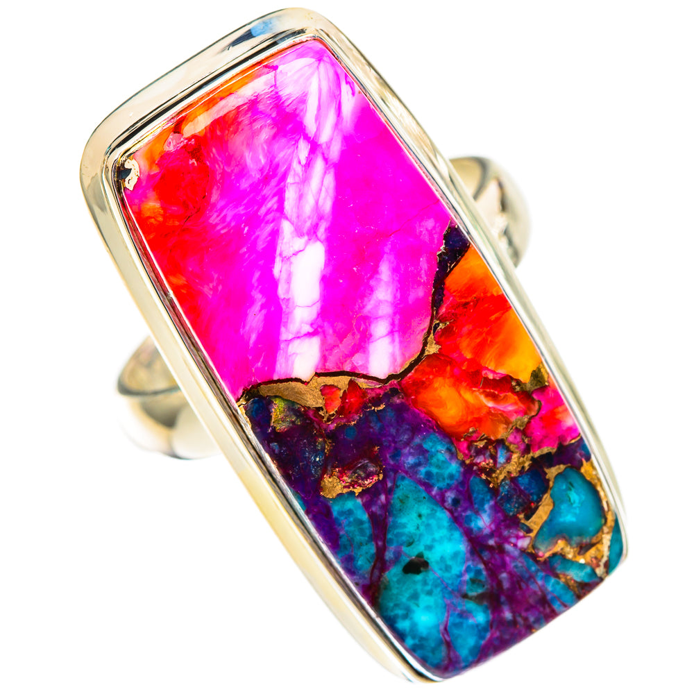 Kingman Pink Dahlia Turquoise Rings handcrafted by Anasilvercos - RING116671 - Photo 2