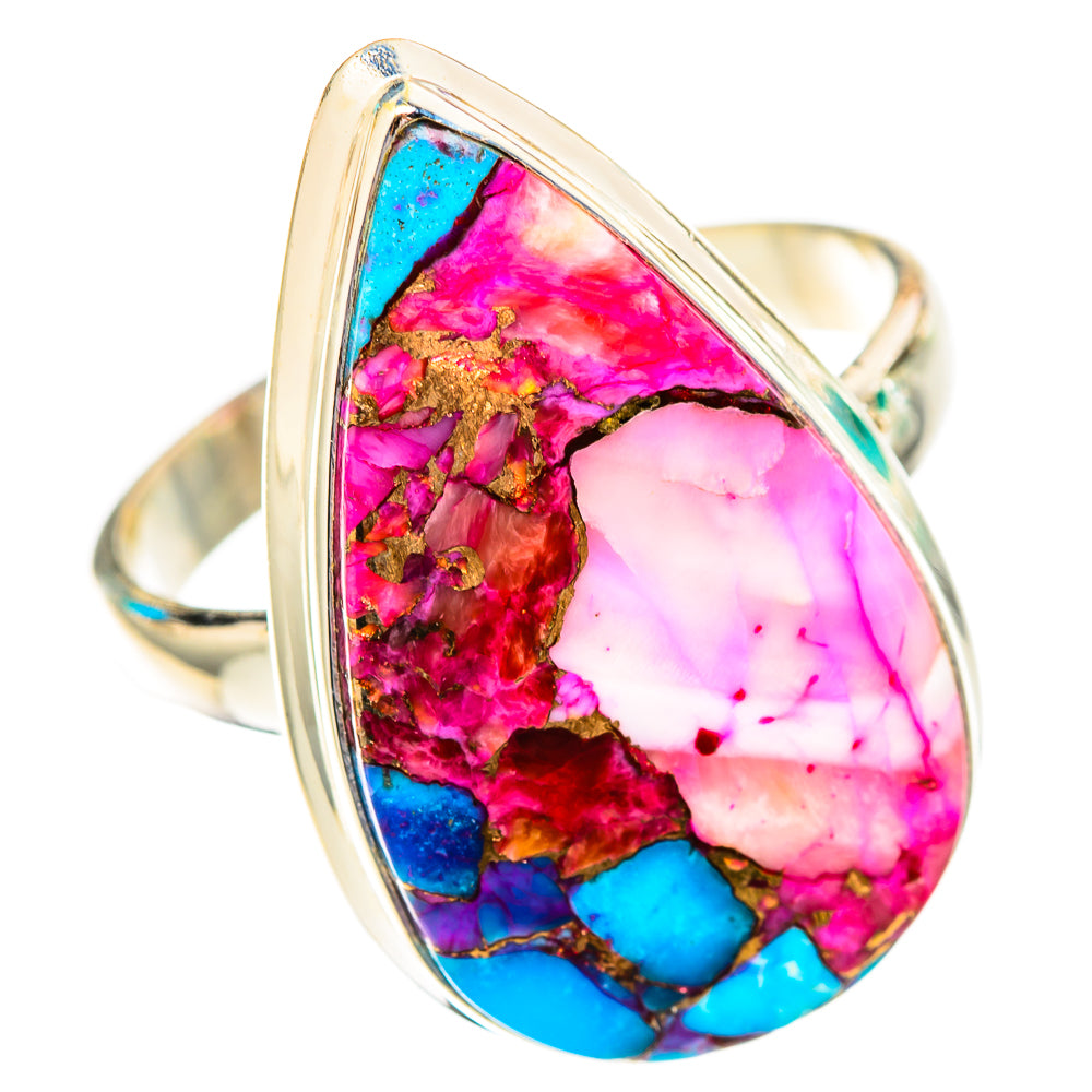 Kingman Pink Dahlia Turquoise Rings handcrafted by Anasilvercos - RING116730 - Photo 2
