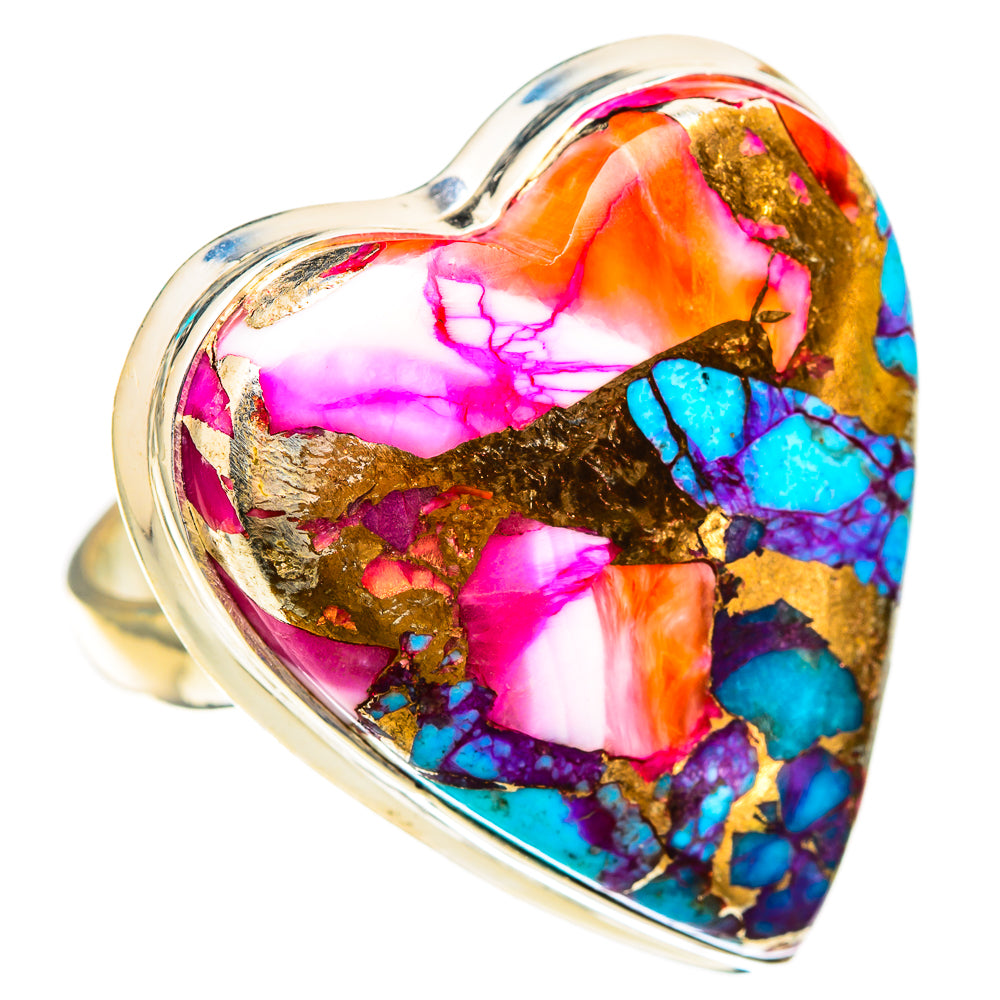Kingman Pink Dahlia Turquoise Rings handcrafted by Anasilvercos - RING116763 - Photo 2