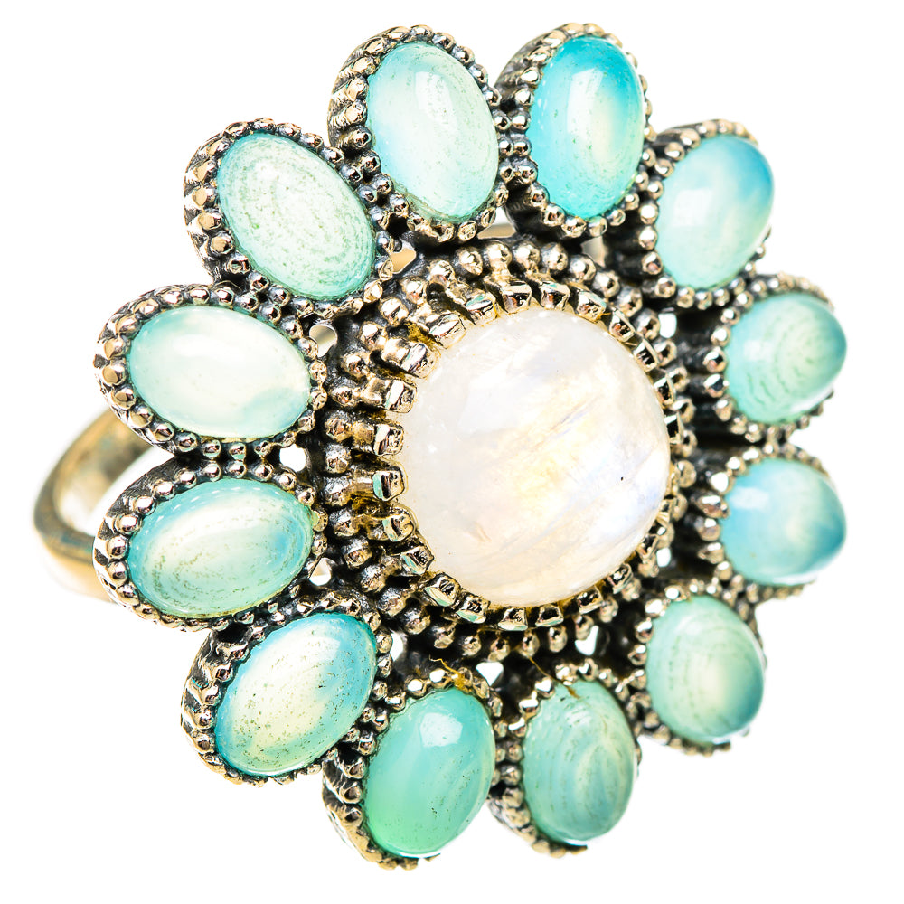 Rainbow Moonstone, Aqua Chalcedony Rings handcrafted by Anasilvercos - RING116767 - Photo 2