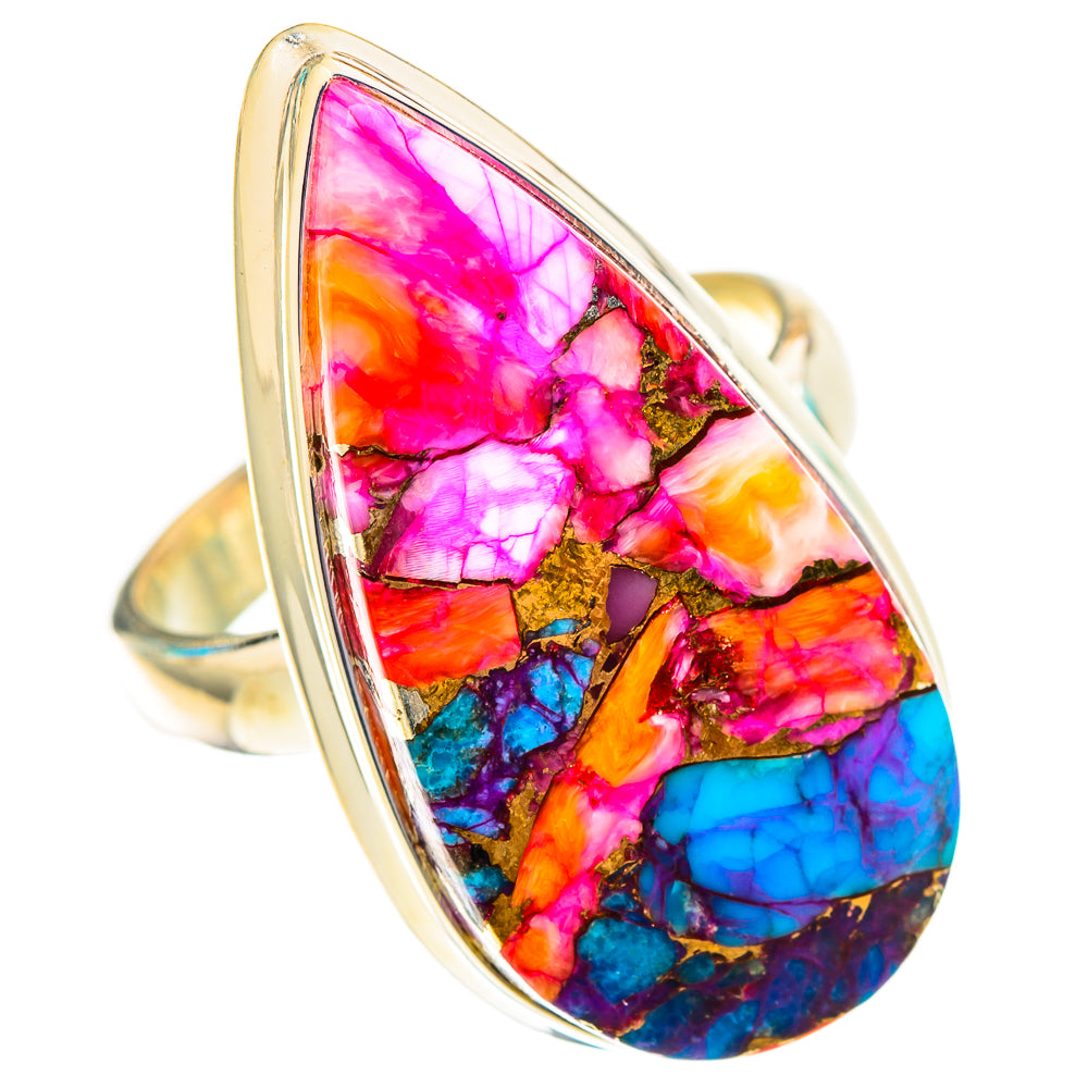 Kingman Pink Dahlia Turquoise Rings handcrafted by Anasilvercos - RING116788 - Photo 2