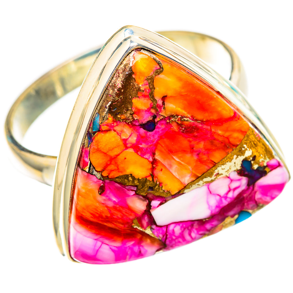 Kingman Pink Dahlia Turquoise Rings handcrafted by Anasilvercos - RING116789 - Photo 2