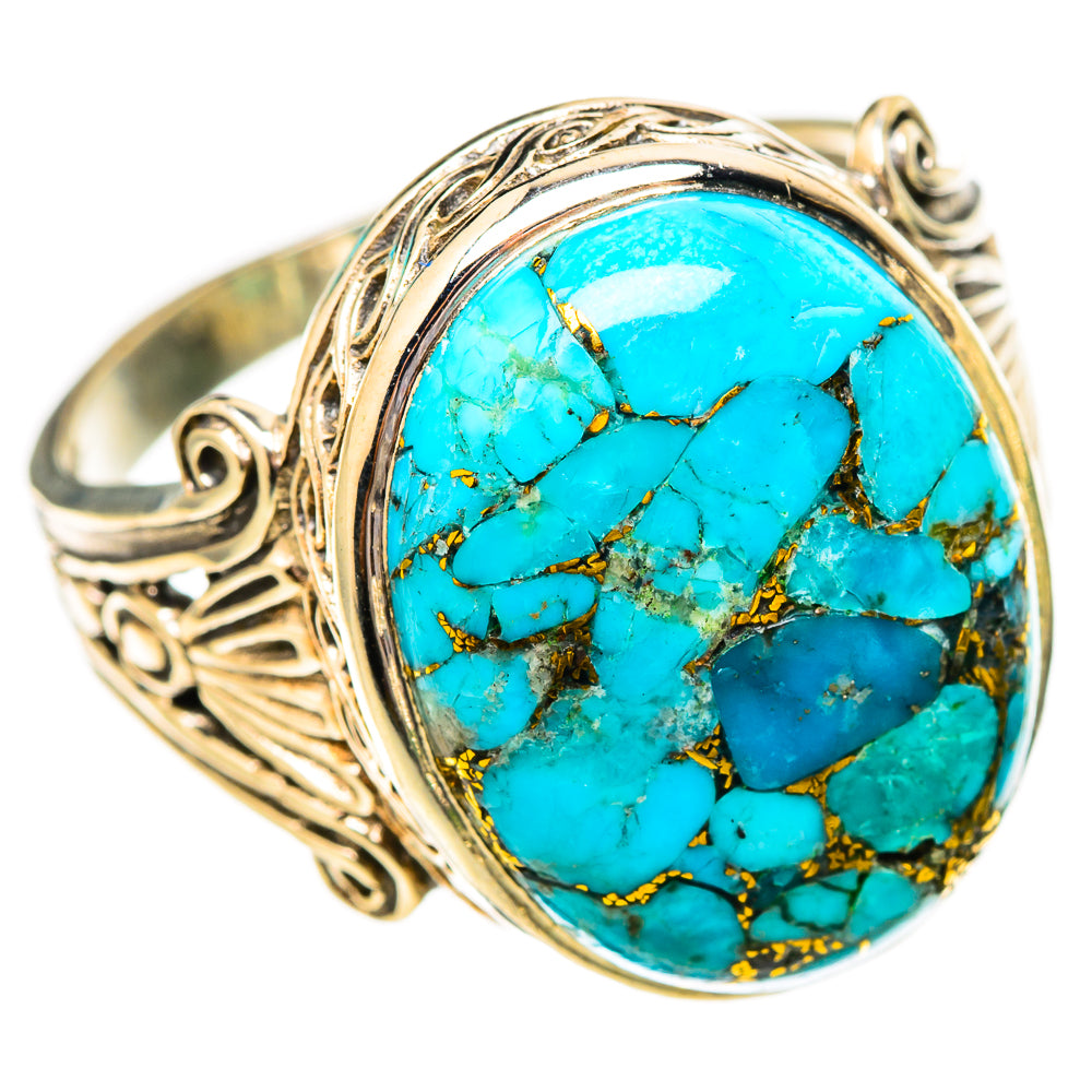 Blue Copper Composite Turquoise Rings handcrafted by Anasilvercos - RING116797 - Photo 2