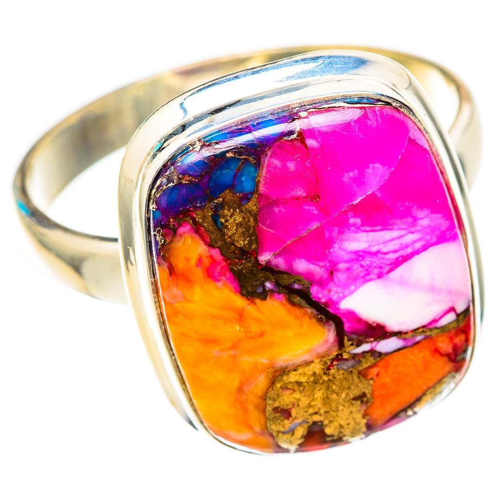 Kingman Pink Dahlia Turquoise Rings handcrafted by Anasilvercos - RING116833 - Photo 2