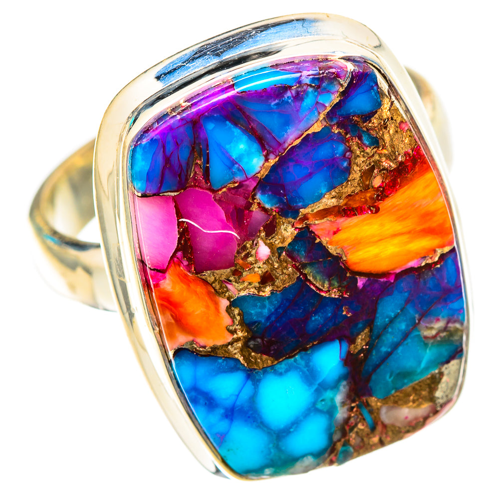 Kingman Pink Dahlia Turquoise Rings handcrafted by Anasilvercos - RING116869 - Photo 2