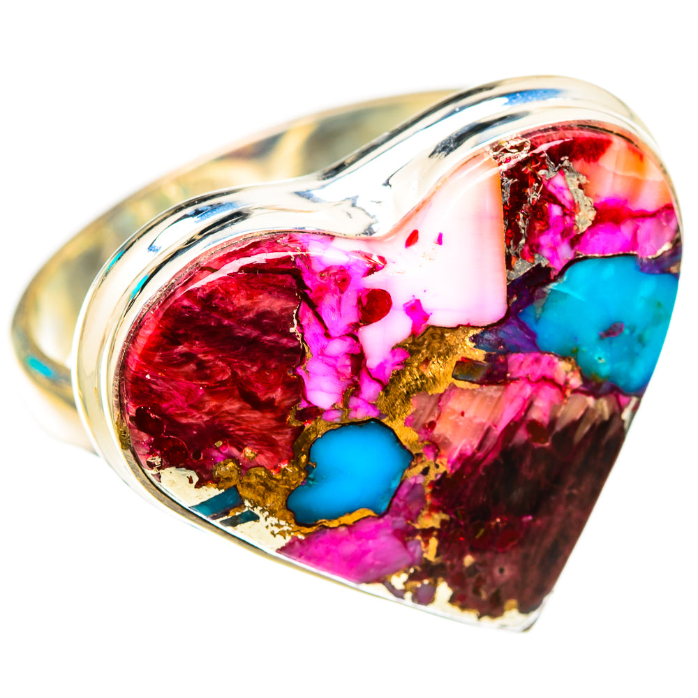 Kingman Pink Dahlia Turquoise Rings handcrafted by Anasilvercos - RING116870 - Photo 2
