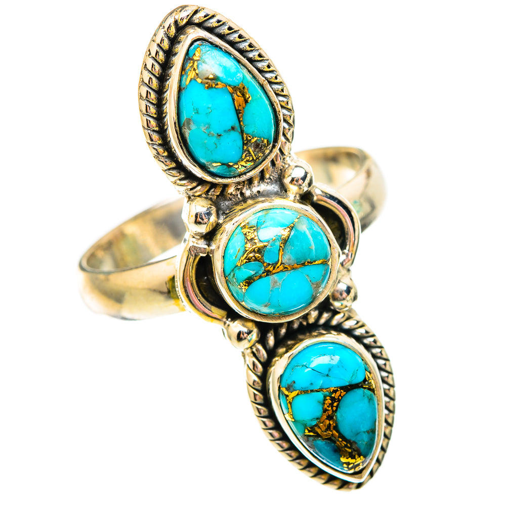 Blue Copper Composite Turquoise Rings handcrafted by Anasilvercos - RING116875 - Photo 2