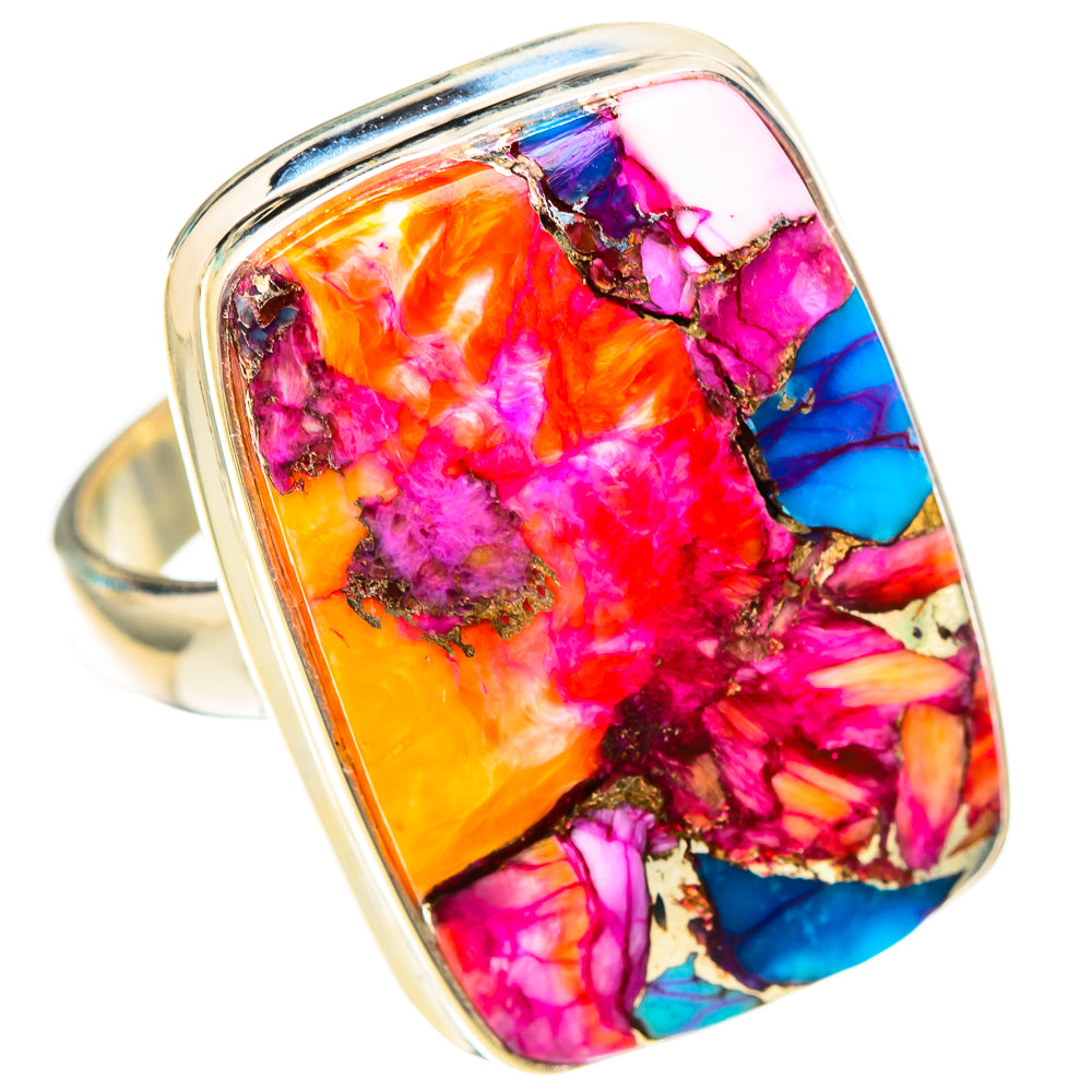 Kingman Pink Dahlia Turquoise Rings handcrafted by Anasilvercos - RING116900 - Photo 2