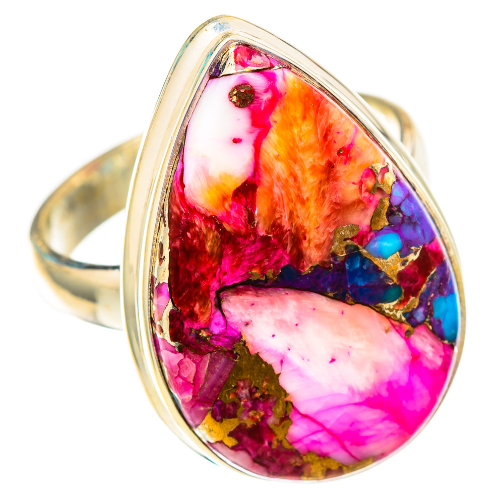 Kingman Pink Dahlia Turquoise Rings handcrafted by Anasilvercos - RING116902 - Photo 2