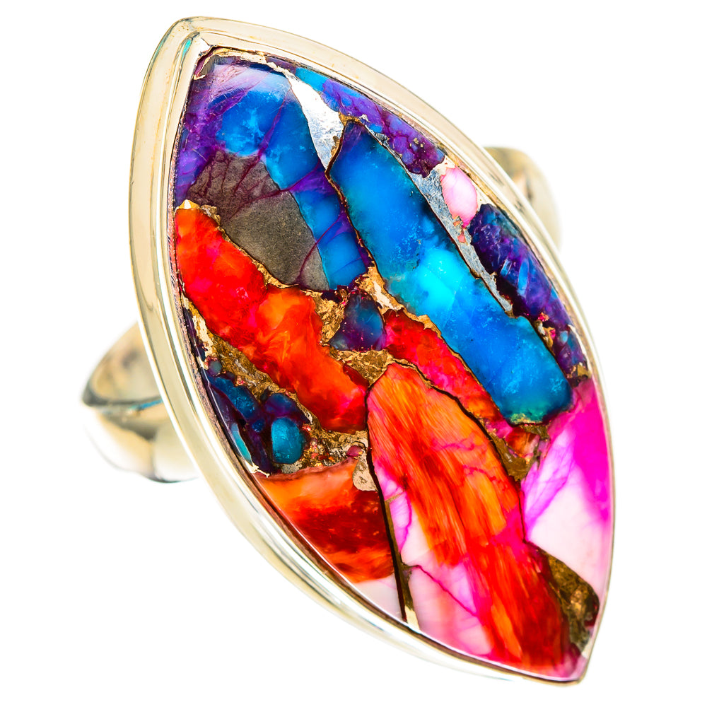 Kingman Pink Dahlia Turquoise Rings handcrafted by Anasilvercos - RING116903 - Photo 2