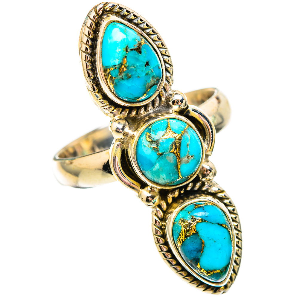 Blue Copper Composite Turquoise Rings handcrafted by Anasilvercos - RING116908 - Photo 2