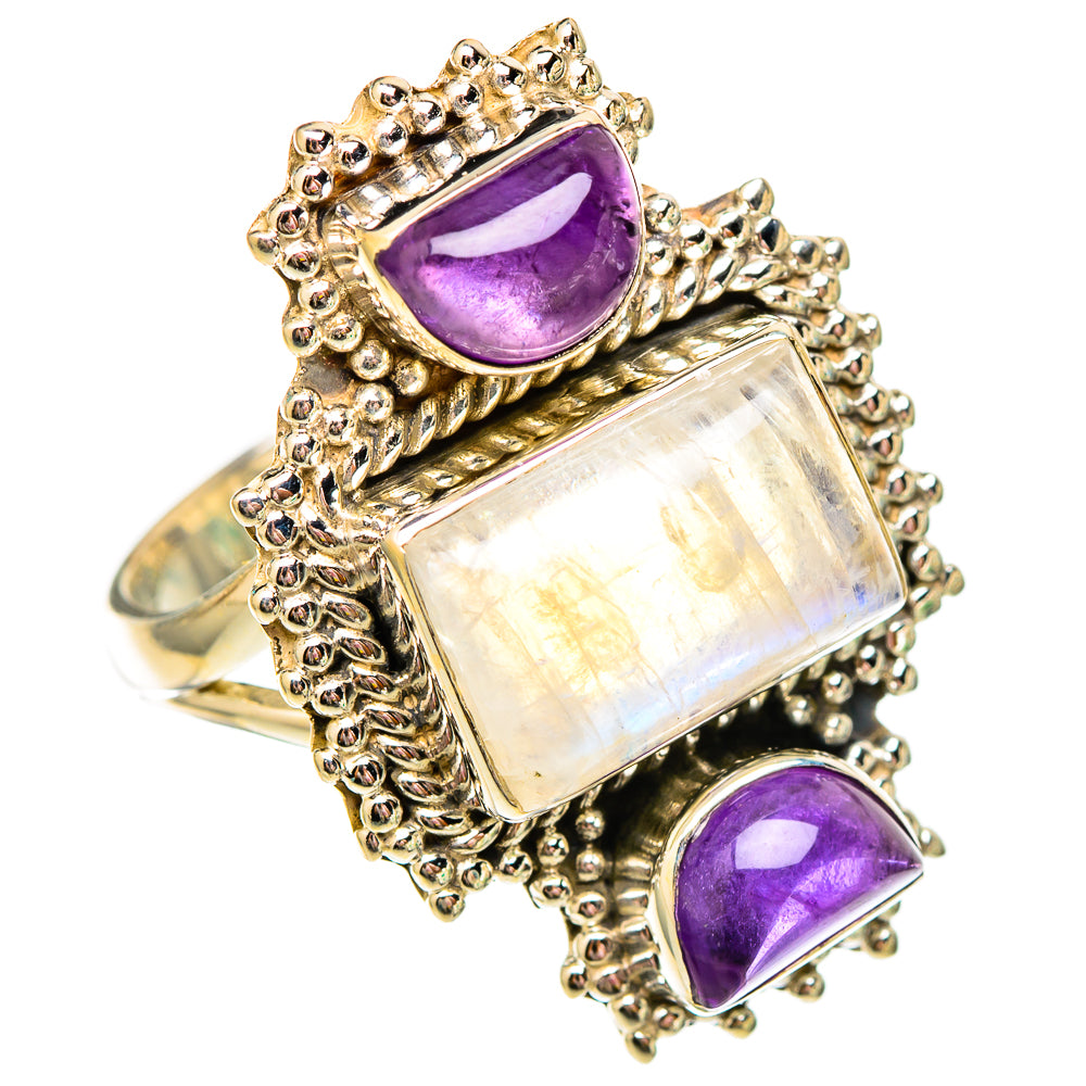 Rainbow Moonstone Rings handcrafted by Anasilvercos - RING116960 - Photo 2