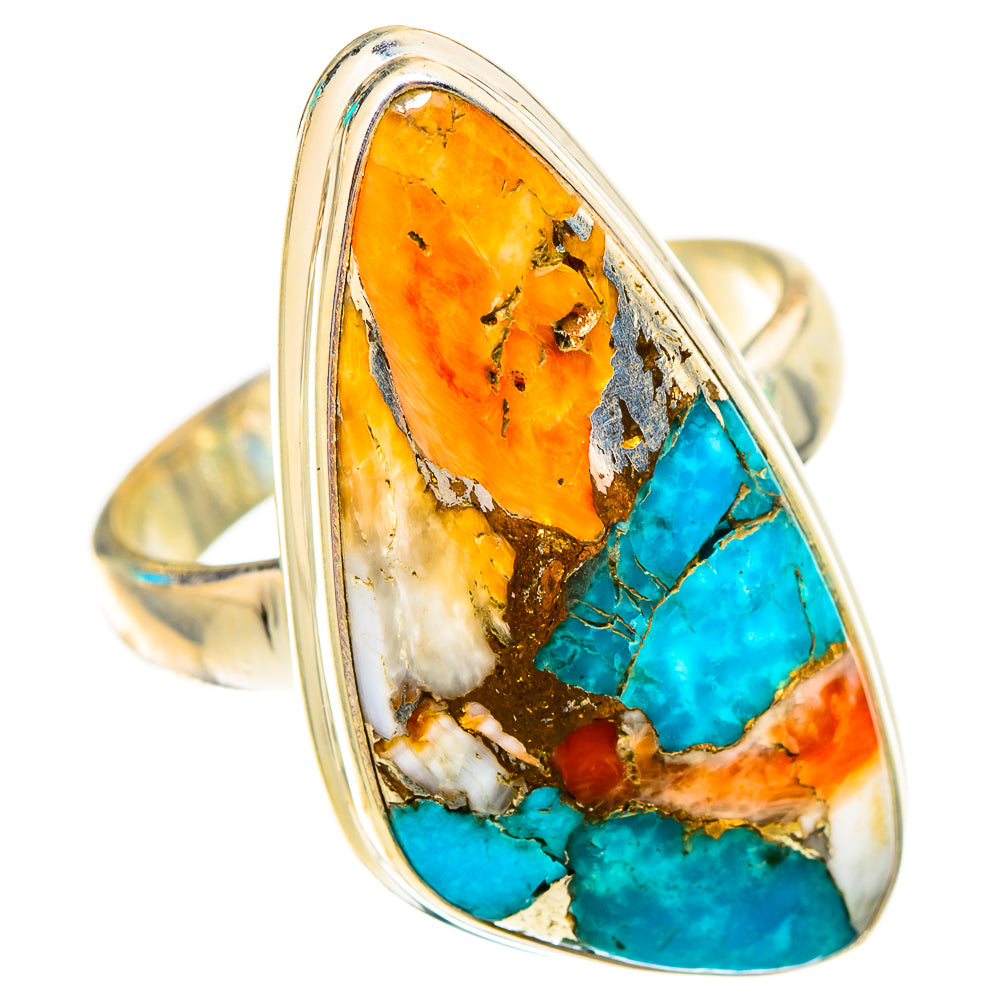 Blue Orange Copper Composite Turquoise Rings handcrafted by Anasilvercos - RING116967 - Photo 2