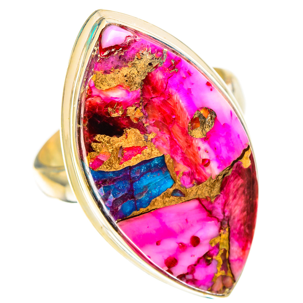 Kingman Pink Dahlia Turquoise Rings handcrafted by Anasilvercos - RING116969 - Photo 2