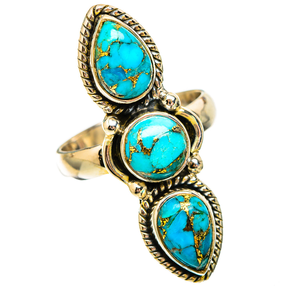 Blue Copper Composite Turquoise Rings handcrafted by Anasilvercos - RING116975 - Photo 2
