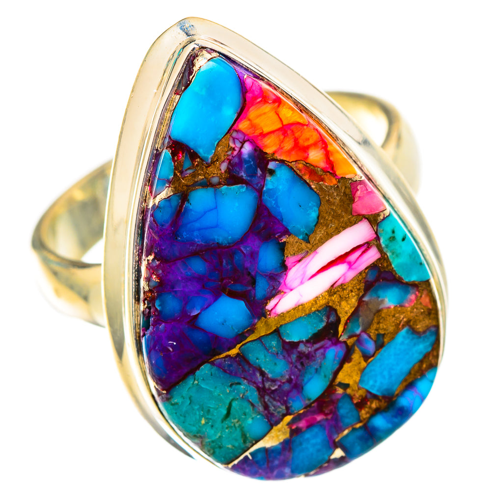 Kingman Pink Dahlia Turquoise Rings handcrafted by Anasilvercos - RING117001 - Photo 2