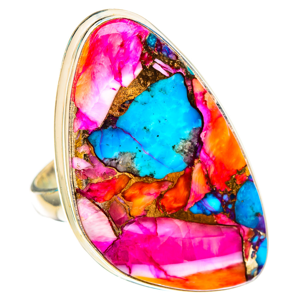 Kingman Pink Dahlia Turquoise Rings handcrafted by Anasilvercos - RING117004 - Photo 2